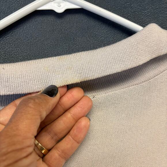 Cropped Striped Collared Pullover Sweater Beige Black Women’s Top Preppy Casual - Picture 8 of 9